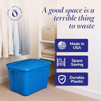 HOMZ 4-Pack Durable Molded Bin, Plastic Storage Containers w/Lids, 18 Gallon, Blue - Stackable Organizer Totes and Boxes for Bedroom, Kitchen, and Garage Organization - Image 5