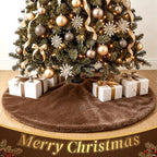 Viorawhite Dark Brown Christmas Tree Skirt, 60 Inch Large Faux Fur - Image 2