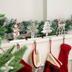 GUOER 4 Pack Snowflake Christmas Stocking Holder Set for Mantle Christmas Decorations Holiday Mantle Fireplace Topper - Snowflake Snowman Reindeer and Christmas Tree Hangers Decorative Metal Hanger - Image 6