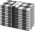 Cotton Clinic Set of 12 Cloth Napkins Gingham Check 100% Cotton 20x20 inches - Soft Durable Washable - Ideal for Events Wedding Christmas Easter - Perfect Everyday Use Table Dinner Napkins Black by CottonClinic