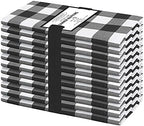 Cotton Clinic Set of 12 Cloth Napkins Gingham Check 100% Cotton 20x20 inches - Soft Durable Washable - Ideal for Events Wedding Christmas Easter - Perfect Everyday Use Table Dinner Napkins Black by CottonClinic