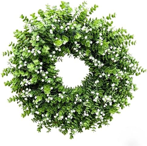 26” Large Artificial Eucalyptus Wreath for Front Door Rustic Summer Door Greenery Wreath Spring Floral Wreaths Farmhouse Wreath for Indoor Outdoor Home Festival Celebrations by Unknown