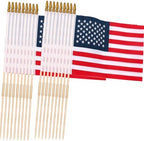 24 Pack 12x18 Inch American Flags For outside, US Flags with Kid-Safe Spear Top, Pluggable ground Multi-Purpose wood Flagpole , Patriotic Decorations, Memorial Day, 4th of July decorations,Independence Day Patriotic Holiday Yard Garden Flags by Uelfbaby