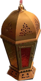 Moroccan Lantern with Fairy Lights - 11 Inch Tall, Glass, Metal, Ramadan Fanoos Decorations & Wedding Table Centerpiece by Unknown
