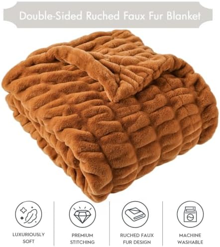 Battilo Faux Fur Throw Blanket for Couch, Fall Decor, 60"x80", Double Side - Image 4