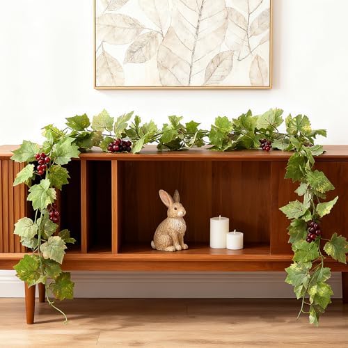 4PCS Artificial Grape Vines with Fruits, Greenery Leaf Garland Plant, 6.56Ft Fake Grapes Leaves for Indoor Outdoor Home Decoration Wedding Party Photo Wall Display - Image 5