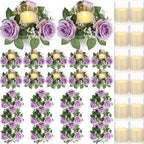 Yunlly 12 Pcs Rose Candle Rings with Candles Sets, Purple by Yunlly
