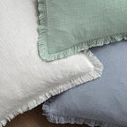MIULEE Linen Fringe Decorative Lumbar Throw Pillow Covers Aqua Green 12x20 - Image 4