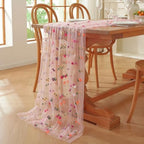 3pcs Pink Embroidery Daisy Fall Table Runner 10ft Florals Seasonal Tulle Table Runner Holiday Kitchen Dining Table Decoration for Home Party Indoor - Image 3