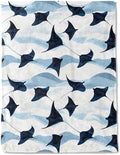 Cute Stingray Fleece Blanket - Lightweight Soft Cozy Gifts Throw for Marine Life Lovers, Kids,Women,Manta Ray Blankets,Elegant Ocean-Inspired Design,Home Room Modern Decor 60x80in by AINORI