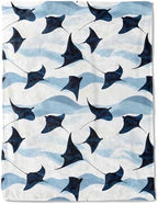 Cute Stingray Fleece Blanket - Lightweight Soft Cozy Gifts Throw for Marine Life Lovers, Kids,Women,Manta Ray Blankets,Elegant Ocean-Inspired Design,Home Room Modern Decor 50x60in by AINORI