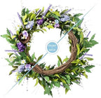 Glitzhome 24" Easter Wreath with Lavender and Bird Nest Spring Front Door Decoration Artificial Eggs Wreath for Home Party and Holiday Celebrations - Image 3