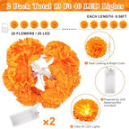 2 Pack Marigold Garland Lights, Dia De Los Muertos Decorations Altar Kit - Image 2