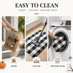 Halloween Door Mat Set, Coir Front Doormat & 43*28 Inches Buffalo Plaid Rug - Image 7