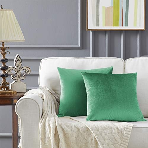 GIGIZAZA Decorative Throw Pillow Covers 20 x 20,Mint Turquoise Sofa Pillow Covers Velvet,Set of 4 Decor Square Cushion Covers - Image 2