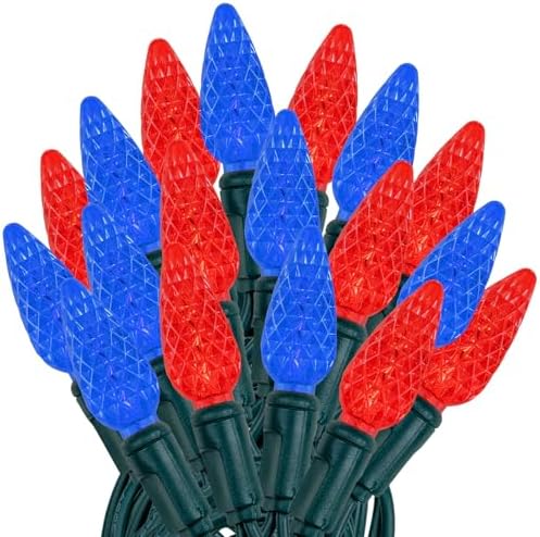 Novelty Lights 24FT 70 LED C6 LED Christmas String Lights, Red & Blue by NoveltyLights-LightExperts