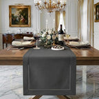 Signature Linen™ by D'Moksha, Charcoal Gray Table Runner 144 Inches Long, 100% Pure Linen, Hemstitch, Extra Long Table Runner, 14 x 144 Inch for Dining- Fall, Weddings, Outdoor Hosting by DMokshaHomes