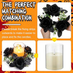 Yunlly 12 Pcs Rose Candle Rings with Candles Sets, Black - Image 5