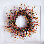 20 inches Fall Eucalyptus Leaves Wreath, Soft Touch Mixed Color Autumn Leaf Wreath for Front Door Decor, Harvest and Thanksgiving Home Decorations,Indoor/Outdoor Use - Image 7