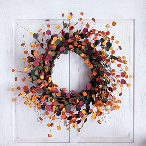 20 inches Fall Eucalyptus Leaves Wreath, Soft Touch Mixed Color Autumn Leaf Wreath for Front Door Decor, Harvest and Thanksgiving Home Decorations,Indoor/Outdoor Use - Image 7