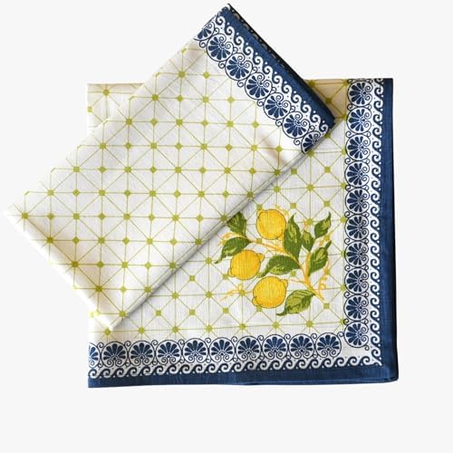 FINGERCRAFT Cloth Napkins Set of 12 Cotton Linen, 20x20 Inch, Lemon Leaf - Image 2