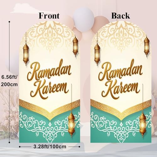 6.6FT Arch Backdrop Cover Ramadan Mubarak Runner Ramadan Decor Table Wedding Arch Cover Spandex Fitted Stretchy Backdrop Stand Covers for Birthday Party Wedding Decoration - Image 3