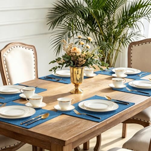 homing Faux Cotton Linen Placemats Set of 6, Cloth Dining Table Mats - Image 7