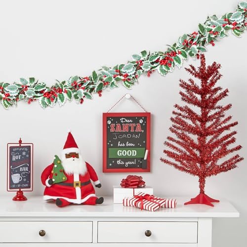 MAKHOT 6Ft Eucalyptus Garland, Green Leaves Wreath Vines Garlands Decorations, Artificial Red Berry Garland for Fireplace Gate Mantle Table Home Party Decor（2PCS - Image 2