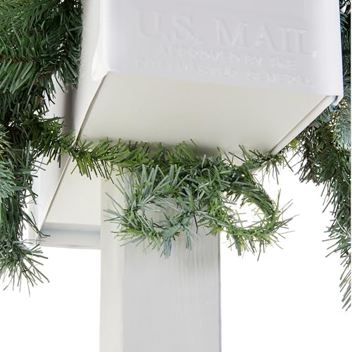 National Tree Company 36in Pre-Lit Frosted Arctic Spruce Mail Box Swag - Image 6