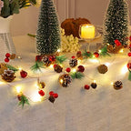 Christmas Decorations Indoor-10FT Enchanting Christmas Garland with 30 LED Lights Battery Operated-Realistic Red Berries & Pine Cones Decor for Tree,Fireplace Mantel,Indoor Holiday Home Decor - Image 5