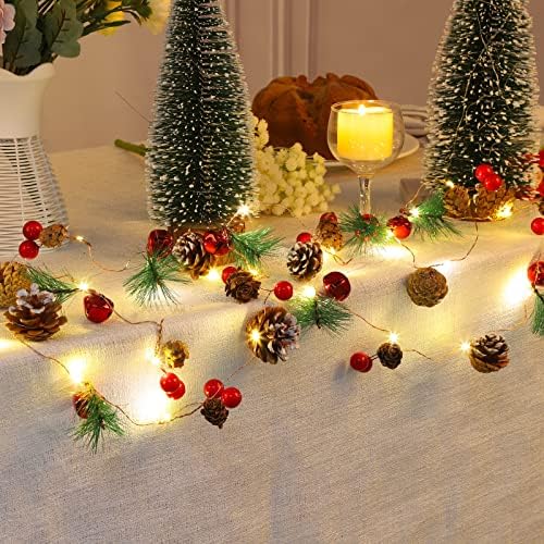 Christmas Decorations Indoor-10FT Enchanting Christmas Garland with 30 LED Lights Battery Operated-Realistic Red Berries & Pine Cones Decor for Tree,Fireplace Mantel,Indoor Holiday Home Decor - Image 5