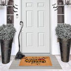 Halloween Front Door Mat Combo Set, Spider Web Coco Coir Welcome Doormat -28" x 43" Black and White Striped Rug, Autumn Fall Porch Entryway Decor Floor Mat - Image 4