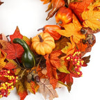 Fall Wreaths for Front Door 26 inch, Fall Door Wreath with Pumpkin, Maple Leaves Autumn Thanksgiving Harvest Festival Decorations Indoor and Outdoor - Image 3