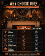Halloween Fireplace Decor Set with LED Lights Black Vine Garland for Mantel - Image 7