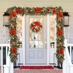 6ft Pre-lit Garland,red Gold Christmas Decorated Garland with 30 LED Light String,Indoor Outdoor Xmas Decorations on Mantle Fireplace Front Door, Christmas Stairs Decor Battery Operated with Timer - Image 5