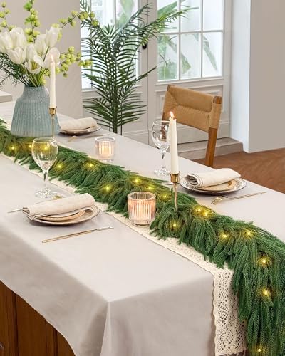 9ft Christmas Garland with Lights, Norfolk Pine Garland, Realistic - Image 3