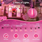 LAMPHOME 2 Pack 26FT G40 Pink Valentine's Day LED String Lights, 13 Shatterproof Globe Bulbs, Outdoor Hanging Patio Lights for Home Balcony Backyard Wedding Party Decor - Image 5