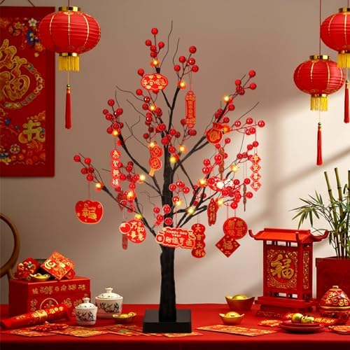 Ganeen Chinese New Year Decorations 2027 Lighted Lunar New Year Tree by Ganeen