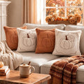 Fall Throw Pillow Covers 18x18 Set of 4 Beige & Orange Pumpkin Pillow Cover by AtawLege