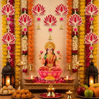 BreezeHug 15 Pcs 9 Inch Lotus Hangings for Diwali Decoration Wooden Lotus Pooja Hangings for Temple Indian Pooja Wood Decoration Backdrops Showpiece for Diwali Home Wall Room Decor - Image 4
