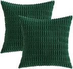 MIULEE Christmas Euro Sham Corduroy Decorative Throw Pillow Covers 24x24 Dark Green - Image 6
