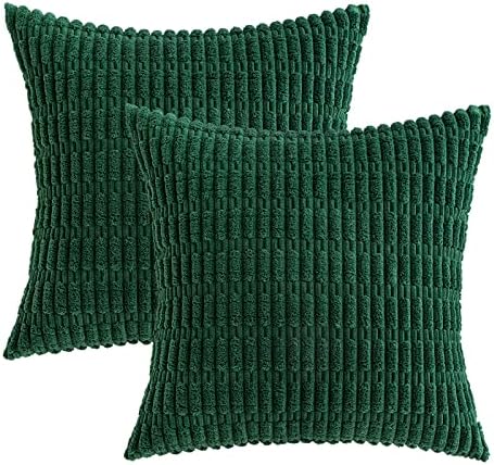 MIULEE Christmas Euro Sham Corduroy Decorative Throw Pillow Covers 24x24 Dark Green - Image 6