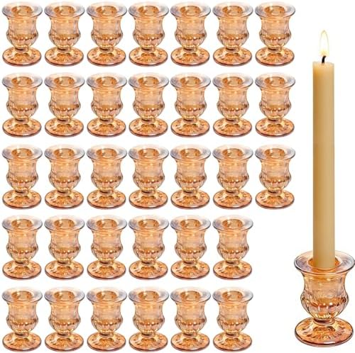 48 Pcs Clear Glass Taper Candle Holders Bulk, 2.5 in Taper Candle Holder by Unknown