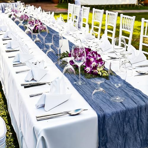 LemonRoad 4 Pcs 20ft Cheesecloth Table Runners Boho Gauze, Dusty Blue - Image 5