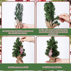 Yinder Tabletop 12 Pcs Mini Christmas Tree 7.87 Inch Artificial Mini Xmas Miniature Pine Christmas Tree with Linen Base for Xmas Holiday Decorations Indoor Home Kitchen Dining Table - Image 3
