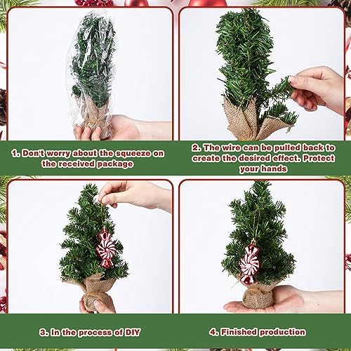 Yinder Tabletop 12 Pcs Mini Christmas Tree 7.87 Inch Artificial Mini Xmas Miniature Pine Christmas Tree with Linen Base for Xmas Holiday Decorations Indoor Home Kitchen Dining Table - Image 3