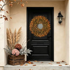26'' Lush Fall Wreath for Front Door, Faux Autumn Boxwood Wreath Outdoor - Image 6