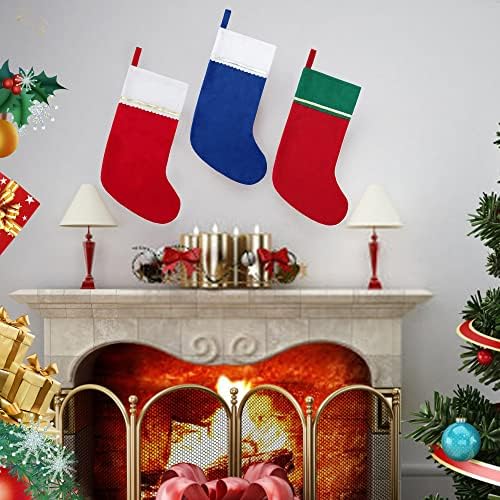 36 Pack Felt Christmas Stockings, 19 Inches Red and Green Christmas Stockings, Green Cuff with Gold Trim Christmas Stockings for Family Christmas Holiday Decorations - Image 6