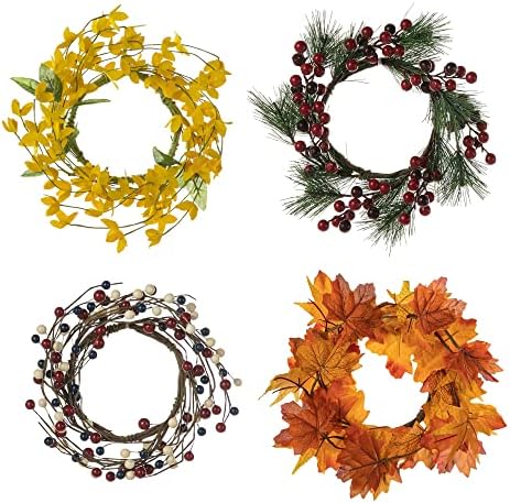 Glitzhome 5ft H Wooden Welcome Sign with 4 Interchangeable Wreaths - Spring/Patriotic/Fall/Christmas Floral Wreaths, Farmhouse Hang/Lean Wall Decor for Front Door, Porch, Yard - Solid Wood, Style3 - Image 6