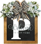 16'' Personalized Last Name Welcome Sign, Door Wreaths for Front Door Outside, Spring Wreath for Front Door Decor, Farmhouse New Home Gifts for Home (P) by Jxueych